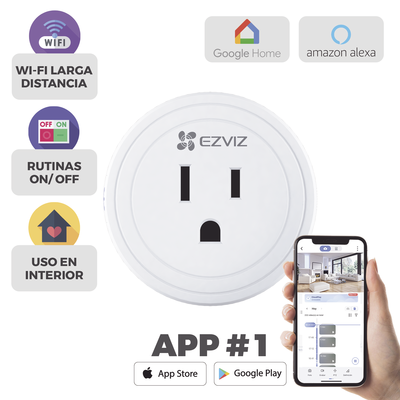 EZVIZ - Enchufe Inteligente / Wi-Fi / Control a través de la Aplicación Móvil  / Conecte los Dispositivos del Hogar / Permite Personalizar Horarios / Soporta Asistente de Voz de Google y Alexa