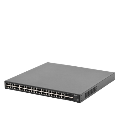 TP-LINK - Switch Core JetStream administrable capa 3, 48 puertos RJ45 Gigabit, 4 puertos SFP, hasta 4 ranuras SFP+, apilamiento de hasta 8