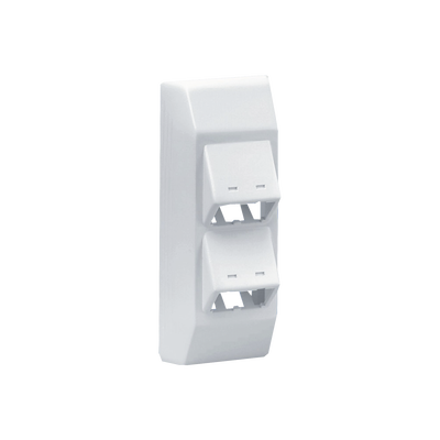 PANDUIT - Soporte Con 4 Puertos Mini-Com, Con Bisagras de Instalación a Presión, Para Canaletas T45, Material PVC Rígido, Color Blanco Mate