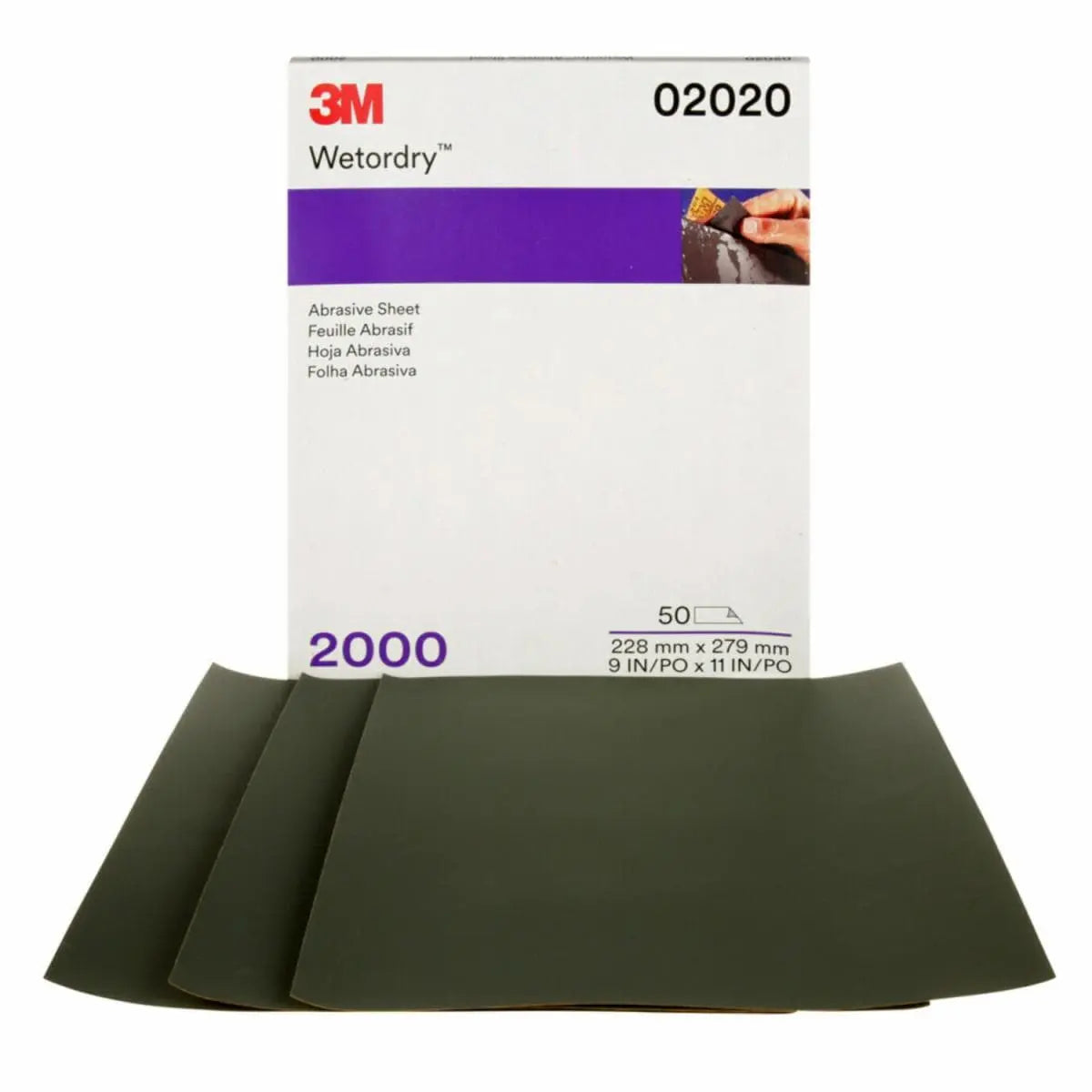 Lija De Agua 9"X11" Microfina G2000 Pintura-Pasta-Metal-Vidrio-No Ferroso (Imperial Wetordry)