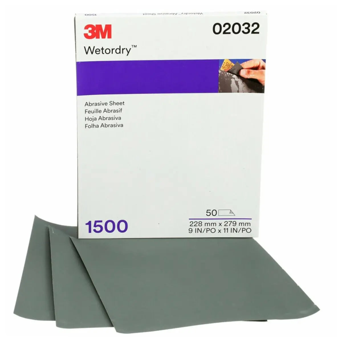 Lija De Agua 9"X11" Microfina G1500 Pintura-Pasta-Metal-Vidrio-No Ferroso (Imperial Wetordry)