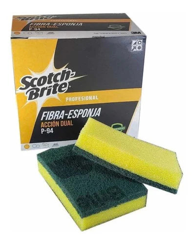 Almohadilla De Fibraesponja Verde/Amarrilo 3.1/2"X4.3/4"X1" (80Mmx120Mmx27Mm)