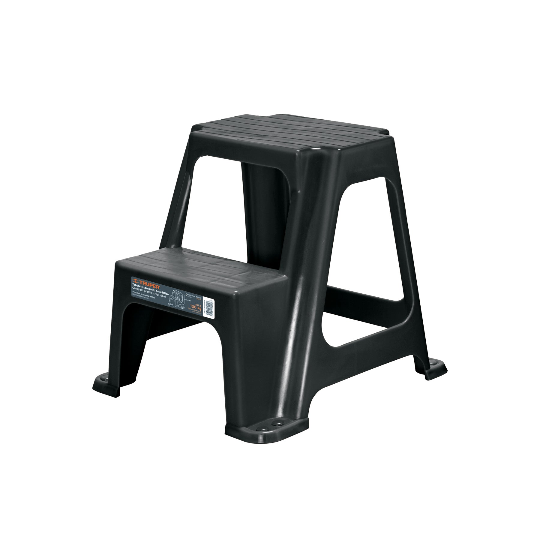 Taburete ligero de plastico, 2 peldaños