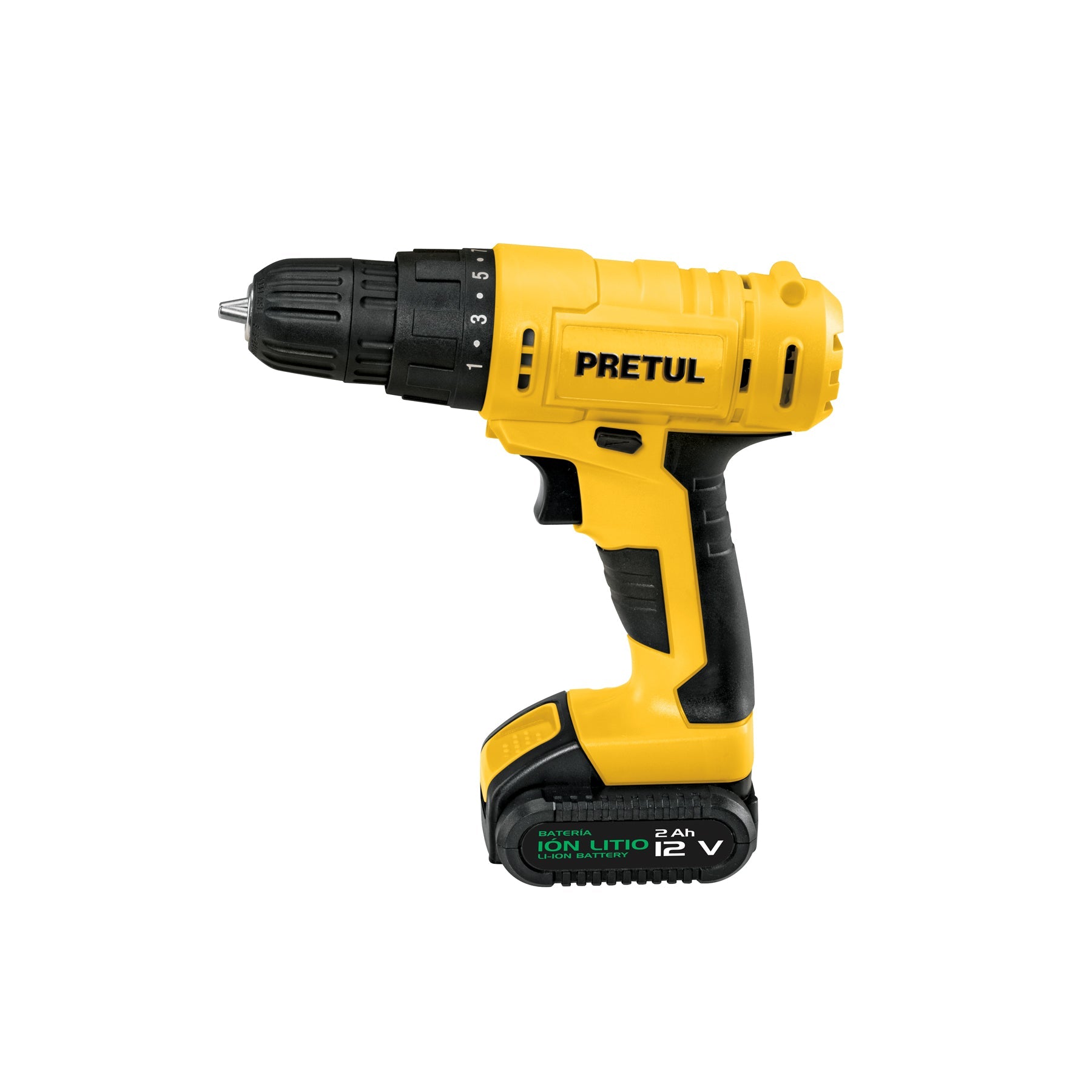 Taladro 3/8', 12V, 1 bateria 2Ah, PRETUL