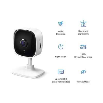 TP-LINK - Cámara IP Wi-Fi para hogar, 2 megapixel, audio doble vía, visión nocturna, notificación Push, acepta memoria Micro SD de para grabación.