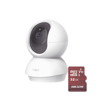 TP-LINK - Kit de Cámara IP Wi-Fi / Incluye 1 Pieza Modelo TAPOC200 / 2 Megapixel /  Utiliza La App Tapo / 1 Memoria Micro SD  Hiksemi Modelo  HS-TF-E1/32G