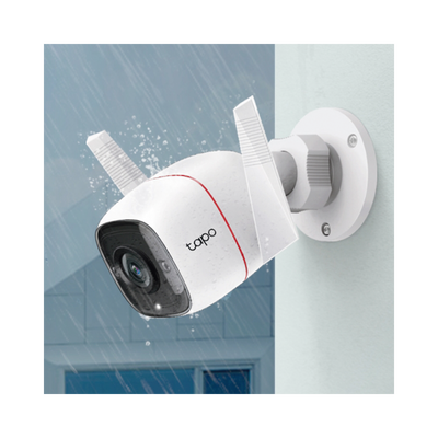 TP-LINK - Cámara IP Wi-Fi para exterior, 3 megapixel, audio doble vía, visión nocturna, notificación Push, acepta memoria Micro SD de para grabación.