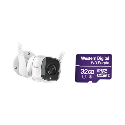 TP-LINK - Kit de Cámara IP Wi-Fi / Incluye 1 Pieza Modelo TAPOC310 / 2 Megapixel / Audio Doble Vía / Utiliza la App Tapo / 1 Memoria Micro SD Modelo WD32MSD