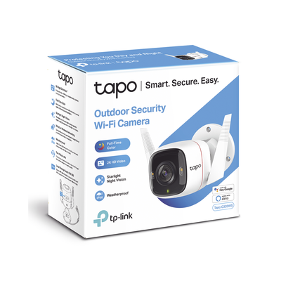 TP-LINK - Cámara IP 4 Megapixel (2K) / Lente 3.18 mm / Wi-Fi / 30 mts IR / Exterior IP66 / Audio Bidireccional / Micro SD  hasta 256 GB / Compatible con Google y Alexa