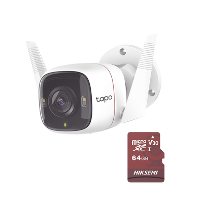 TP-LINK - Kit de Cámara IP Wi-Fi / Incluye 1 Pieza Modelo TAPO-C320WS  /  Utiliza La App Tapo / 1 Memoria Micro SD Modelo Mod  HS-TF-E1/64G