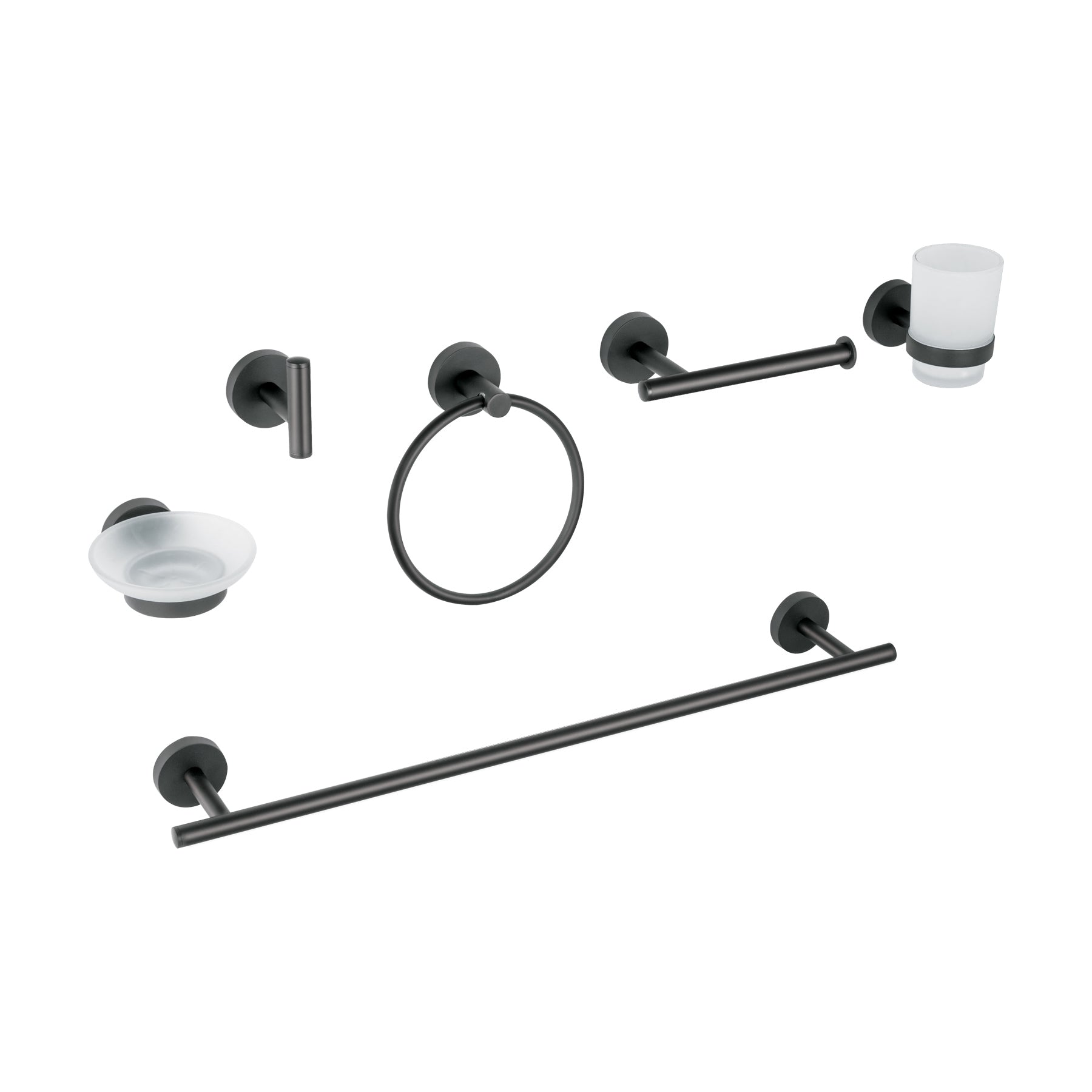 Juego de 6 accesorios para baoo acabado negro, Foset Tubig
