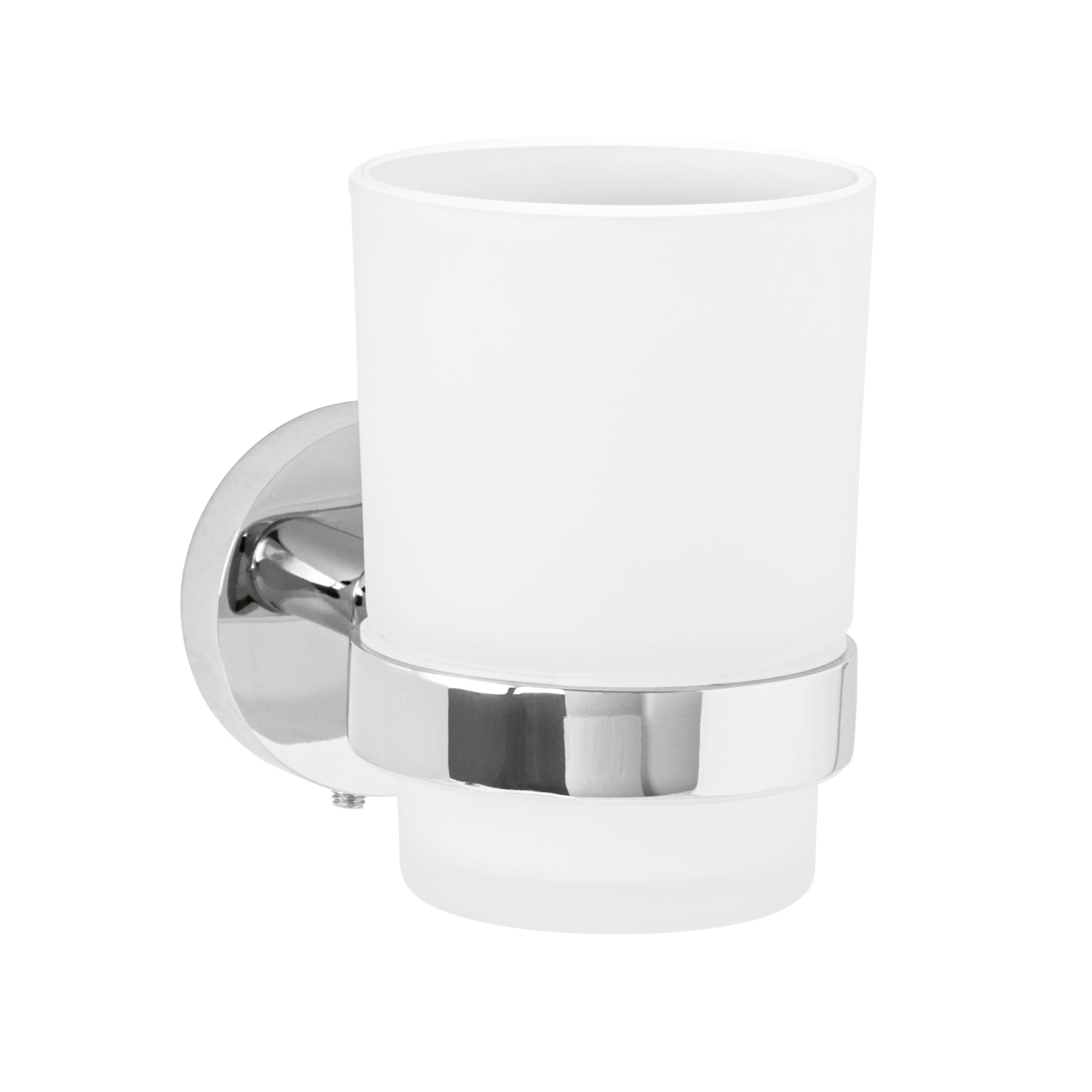 Portavaso cepillero cromo con vaso de vidrio, Foset Tubig