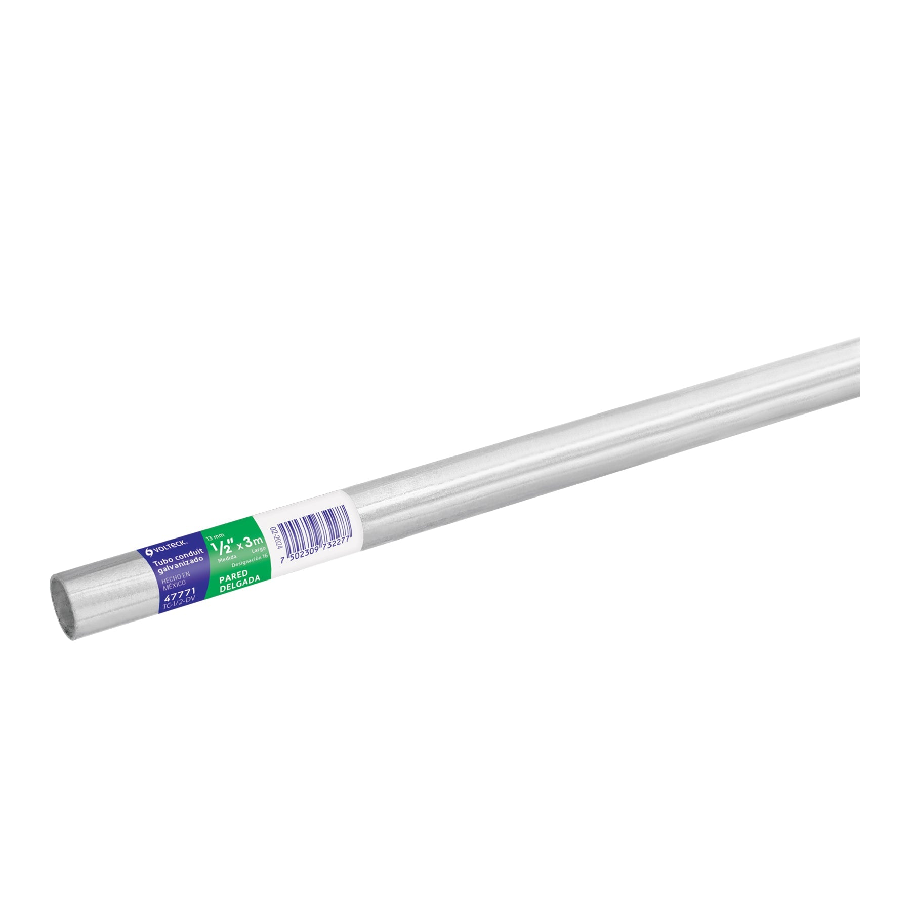 Tubo Conduit 1/2' pared delgada (1 mm), et. verde, 3 m