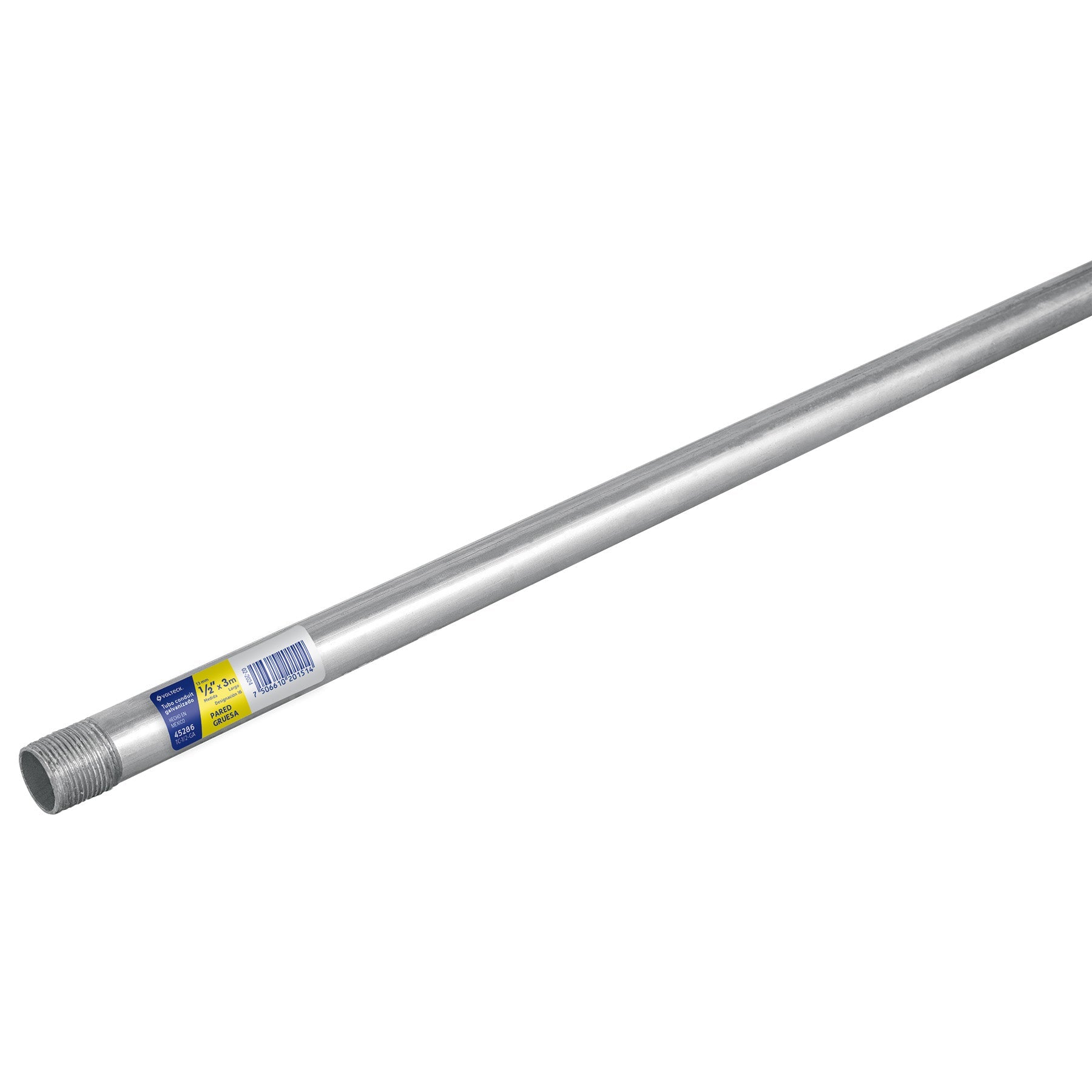 Tubo Conduit 1/2' pared gruesa (1.6 mm), et. amarilla, 3 m