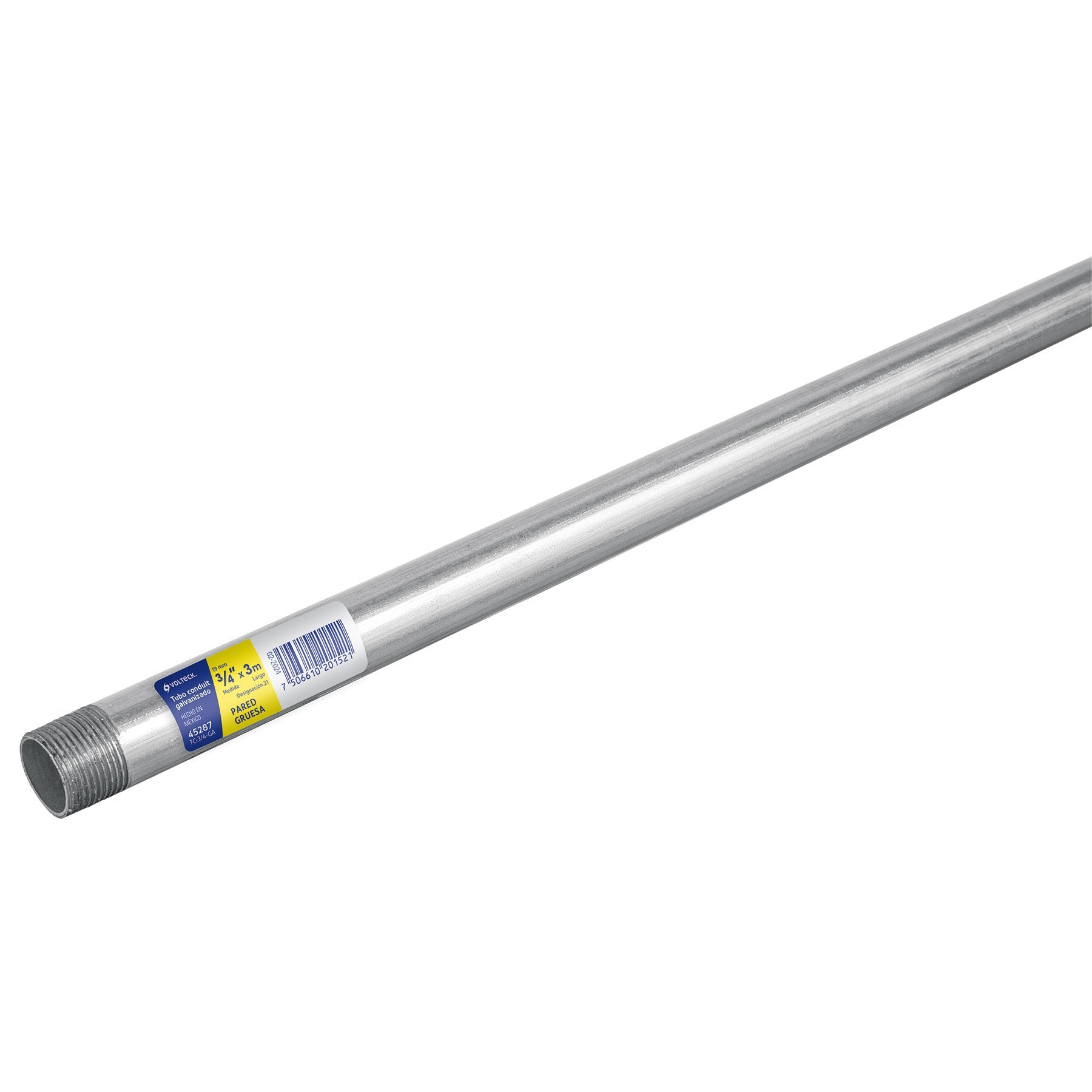 Tubo Conduit 3/4' pared gruesa (1.6 mm), et. amarilla, 3 m