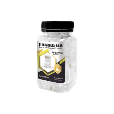 LINKEDPRO BY EPCOM - Bote con 100 Piezas de Plug Modular RJ45 Cat5e sin Blindaje, Chapado de Oro a 30 Micras para Durabilidad Extrema