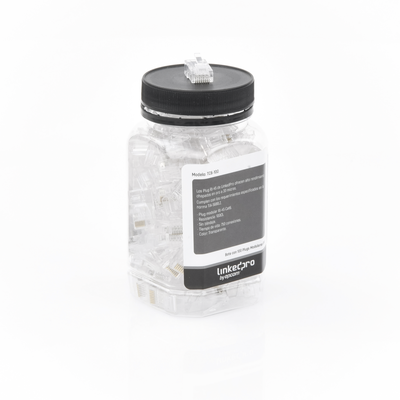 LINKEDPRO BY EPCOM - Bote con 100 Piezas de Plug Modular RJ45 Cat6 sin Blindaje, Chapado de Oro a 30 Micras para Durabilidad Extrema