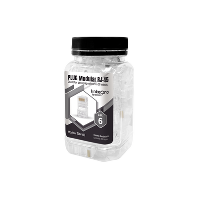 LINKEDPRO BY EPCOM - Bote con 100 Piezas de Plug Modular RJ45 Cat6 sin Blindaje, Chapado de Oro a 30 Micras para Durabilidad Extrema