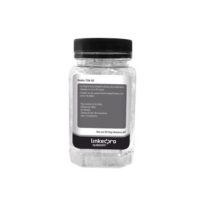 LINKEDPRO BY EPCOM - Bote con 100 Piezas de Plug Modular RJ45 Cat6A Chapado de Oro a 30 Micras para Durabilidad Extrema