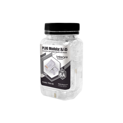 LINKEDPRO BY EPCOM - Bote con 100 Piezas de Plug Modular RJ45 Cat6A Chapado de Oro a 30 Micras para Durabilidad Extrema