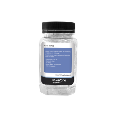 LINKEDPRO BY EPCOM - Bote con 100 Plugs Pass Through RJ45 Cat6 sin Blindaje, Chapado de Oro a 30 Micras para Durabilidad Extrema