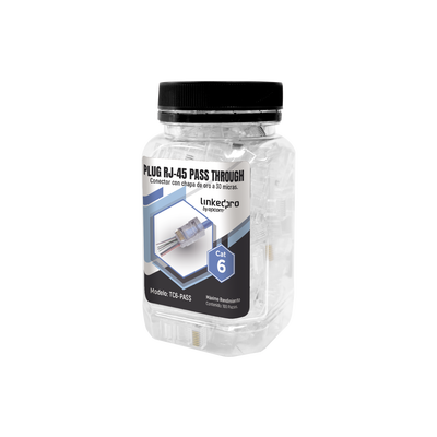 LINKEDPRO BY EPCOM - Bote con 100 Plugs Pass Through RJ45 Cat6 sin Blindaje, Chapado de Oro a 30 Micras para Durabilidad Extrema