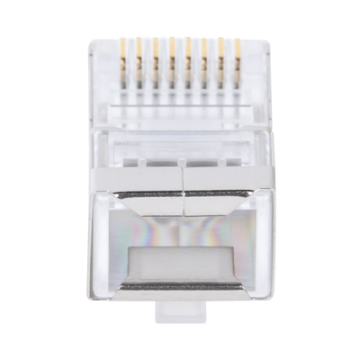LINKEDPRO BY EPCOM - Bote con 100 Plugs Pass Through RJ45 Cat6 Blindado Chapado de Oro a 30 Micras para Durabilidad Extrema