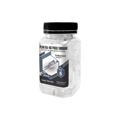 LINKEDPRO BY EPCOM - Bote con 100 Plugs Pass Through RJ45 Cat6 Blindado Chapado de Oro a 30 Micras para Durabilidad Extrema