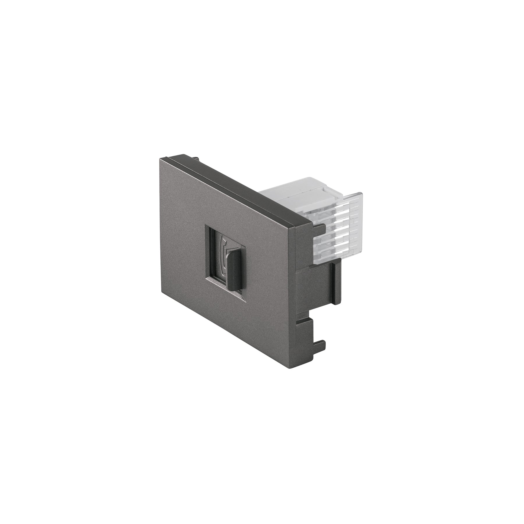 Toma de telefono acero inox de 1.5 modulos, linea Lisboa