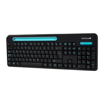 TECHZONE - Kit Teclado y Mouse TechZone Inalámbrico 105 Teclas+Espacio Tablet/Smartphone 1600dpi 3 Botones Win/Mac Color Negro-Azul