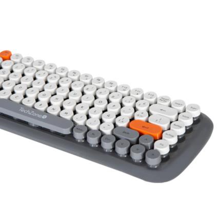 TECHZONE - Kit Teclado y Mouse TechZone Inalámbrico Ergonómico Retro Plug-Play 85 Teclas Win/Mac Mouse Óptico USB 3 Botones 1200dpi