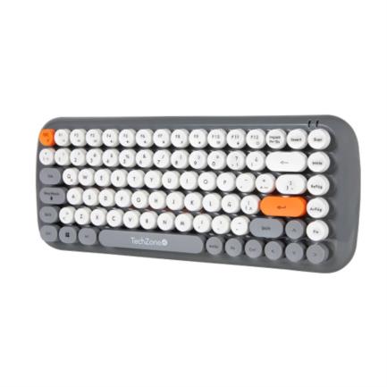 TECHZONE - Kit Teclado y Mouse TechZone Inalámbrico Ergonómico Retro Plug-Play 85 Teclas Win/Mac Mouse Óptico USB 3 Botones 1200dpi