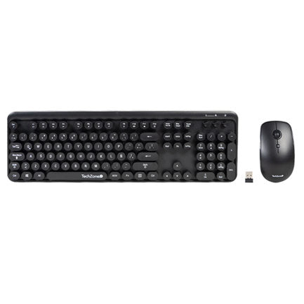 TECHZONE - Kit TechZone Inalambrico Nifty Mouse y Teclado Estilo Retro Mouse 800 1200 600 Dpi 4Botones