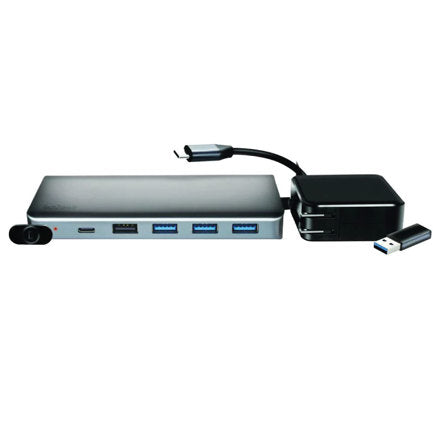 TECHZONE - Hub TechZone Silvery 1A Docking Station Bulk 13en1 con Alta Velocidad Miltipuerto HDMI 4K Incluye Adaptador de CA/CC