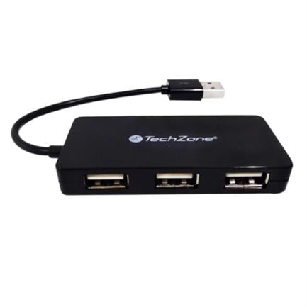 TECHZONE - Hub TechZone 4 Puertos USB 2.0 Color Negro