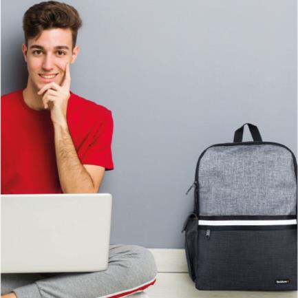 TECHZONE - Mochila TechZone para Laptop 15.6" Múltiples Compartimientos Color Negro con Gris