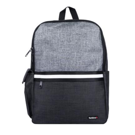 TECHZONE - Mochila TechZone para Laptop 15.6" Múltiples Compartimientos Color Negro con Gris