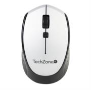 TECHZONE - Mouse Inalambrico TechZone Optico 800 a 1600 DPI Ajustable 4 Botones Ambidiestro Win/MAC Color Plata