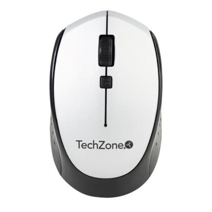 TECHZONE - Mouse Inalambrico TechZone Optico 800 a 1600 DPI Ajustable 4 Botones Ambidiestro Win/MAC Color Plata