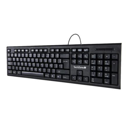 TECHZONE - Teclado Alámbrico TechZone USB Tecnología Plug-Play Color Negro 1 Año Garantía