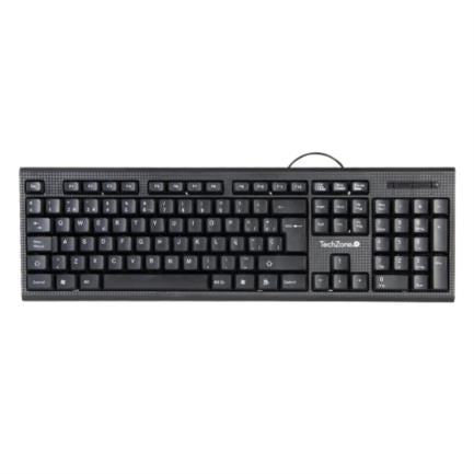 TECHZONE - Teclado Alámbrico TechZone USB Tecnología Plug-Play Color Negro 1 Año Garantía