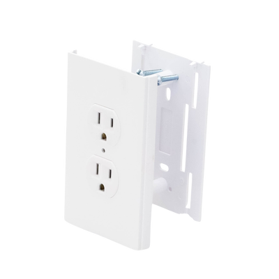 THORSMAN - Contacto eléctrico doble, soporte y tapa color blanco de PVC auto extinguible,  para canaleta TEK100 (5591-10200)