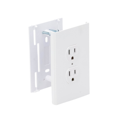 THORSMAN - Contacto eléctrico doble, soporte y tapa color blanco de PVC auto extinguible,  para canaleta TEK100 (5591-10200)