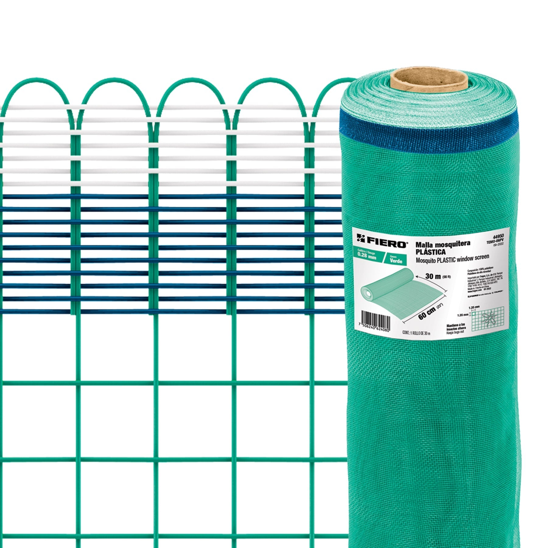 Rollo de 30 m x 0.6 m de malla mosquitera plastica verde