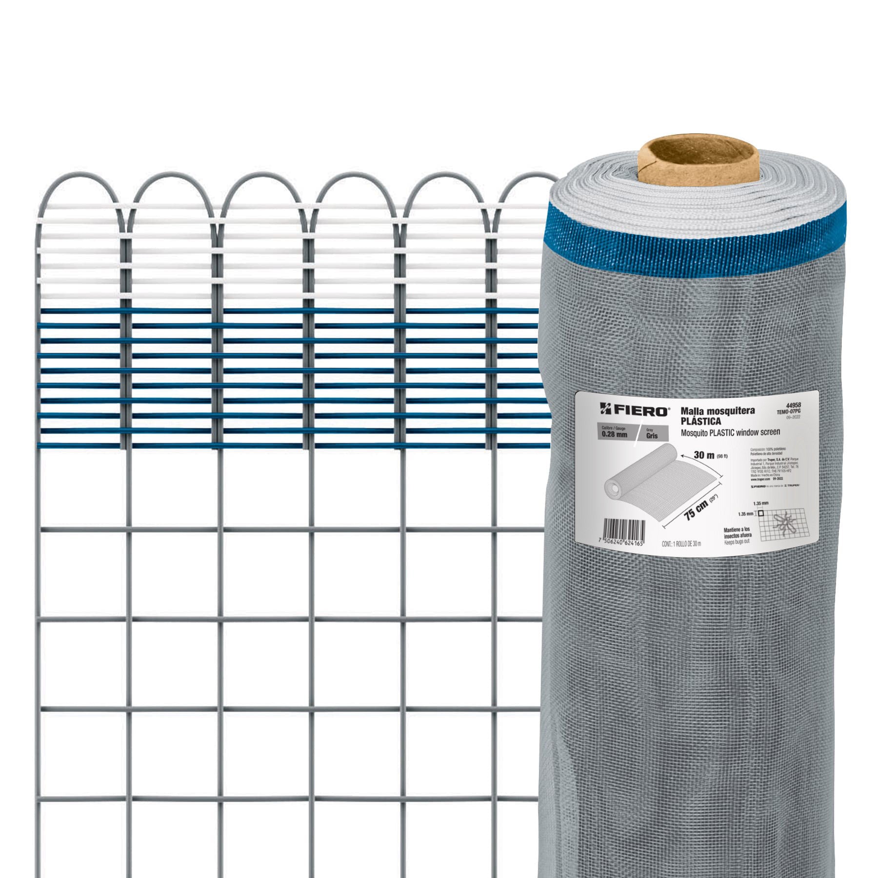 Rollo de 30 m x 0.75 m de malla mosquitera plastica gris