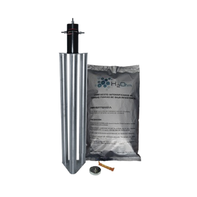 TOTAL GROUND - Kit Antivandalico de Puesta a Tierra de 100 Amperes con Electrodo, Filtro y Compuesto H2Ohm.