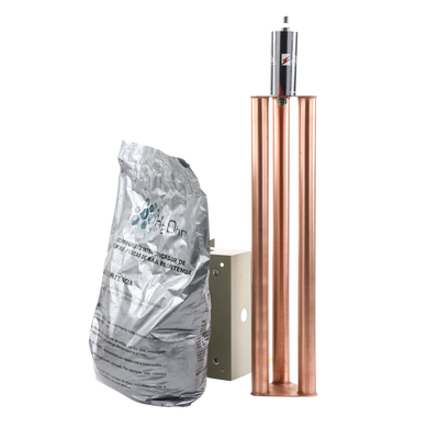 TOTAL GROUND - Kit de puesta a tierra de 100 Amperes con Electrodo, Filtro, Acoplador y Compuesto H2Ohm.