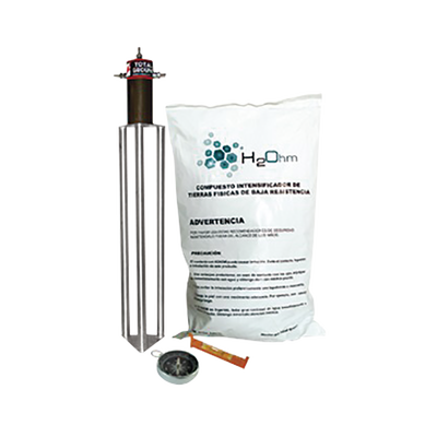 TOTAL GROUND - Kit Antivandalico de puesta a tierra de 45 A con Electrodo, Acoplador en Filtro y Compuesto H2Ohm.