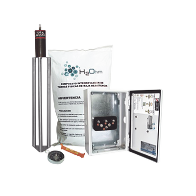 TOTAL GROUND - Kit Antivandalico de puesta a tierra de 45 A con Electrodo, Filtro, Acoplador y Compuesto H2Ohm.