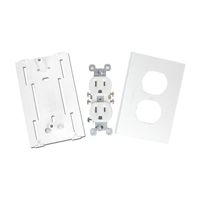 THORSMAN - Contacto eléctrico doble, soporte y tapa color blanco de PVC auto extinguible,  para canaleta TEK100 (5591-10200)